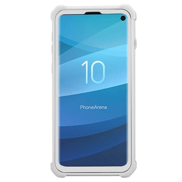Deksel for Samsung Galaxy S10 PLUS 2-i-1 beskyttelsesdeksel med TPU-silikonkant og bakside av akrylglass