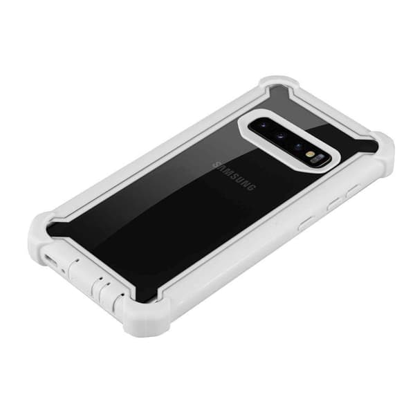 Deksel for Samsung Galaxy S10 PLUS 2-i-1 beskyttelsesdeksel med TPU-silikonkant og bakside av akrylglass