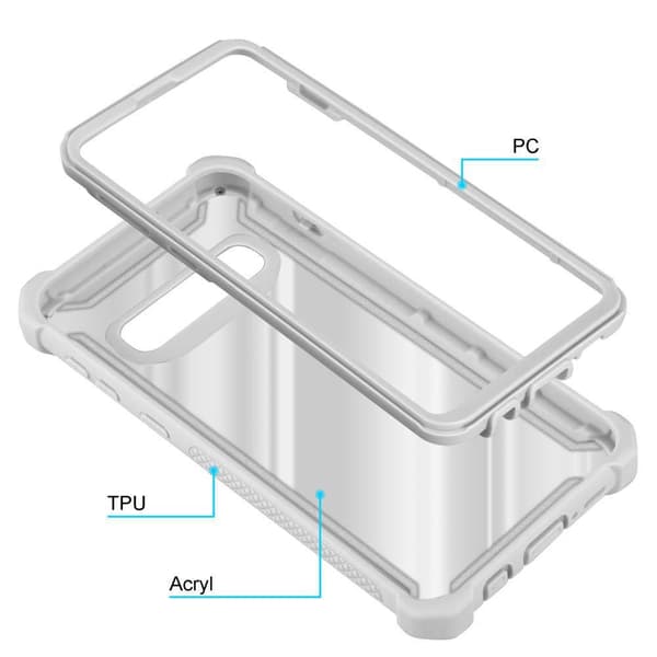 Deksel for Samsung Galaxy S10 PLUS 2-i-1 beskyttelsesdeksel med TPU-silikonkant og bakside av akrylglass