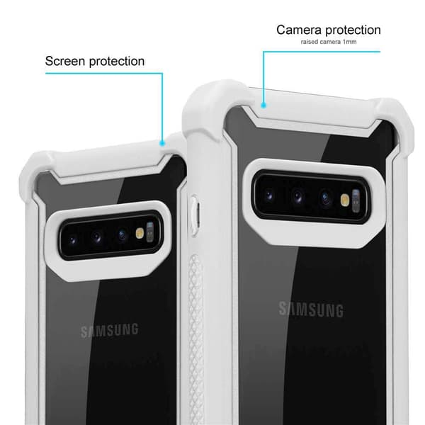 Deksel for Samsung Galaxy S10 PLUS 2-i-1 beskyttelsesdeksel med TPU-silikonkant og bakside av akrylglass
