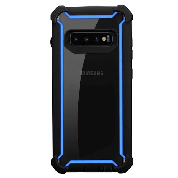 Deksel for Samsung Galaxy S10 PLUS 2-i-1 beskyttelsesdeksel med TPU-silikonkant og bakside av akrylglass