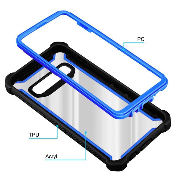 Deksel for Samsung Galaxy S10 PLUS 2-i-1 beskyttelsesdeksel med TPU-silikonkant og bakside av akrylglass