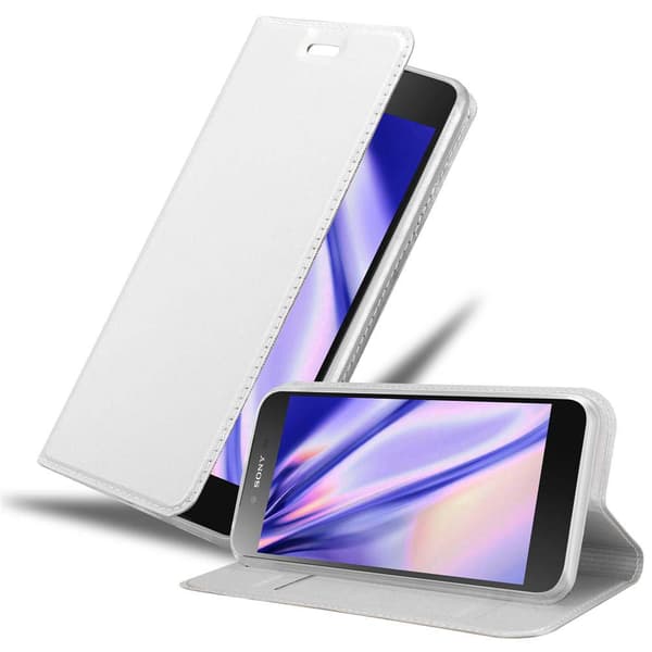 Deksel til Sony Xperia Z5 PREMIUM Lommebokdeksel med magnetisk lukking, stativfunksjon og kortlomme KLASSISK SØLV