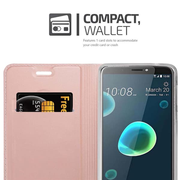 HTC Desire 12 PLUS Suojakotelo Suojakuori Lompakkokotelo Matkapuhelinkotelo jossa magneettisuljenta, jalusta-toiminto ja korttitasku