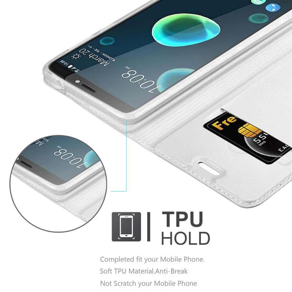 HTC Desire 12 PLUS Suojakotelo Suojakuori Lompakkokotelo Matkapuhelinkotelo jossa magneettisuljenta, jalusta-toiminto ja korttitasku