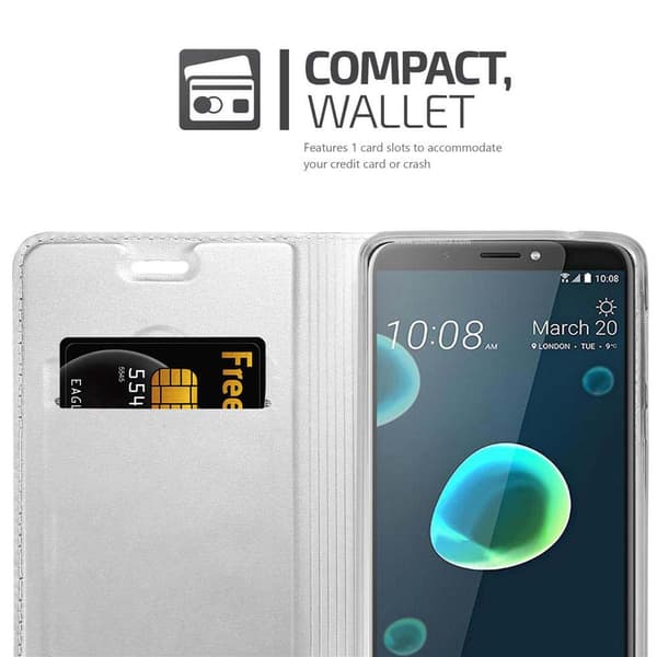 HTC Desire 12 PLUS Suojakotelo Suojakuori Lompakkokotelo Matkapuhelinkotelo jossa magneettisuljenta, jalusta-toiminto ja korttitasku