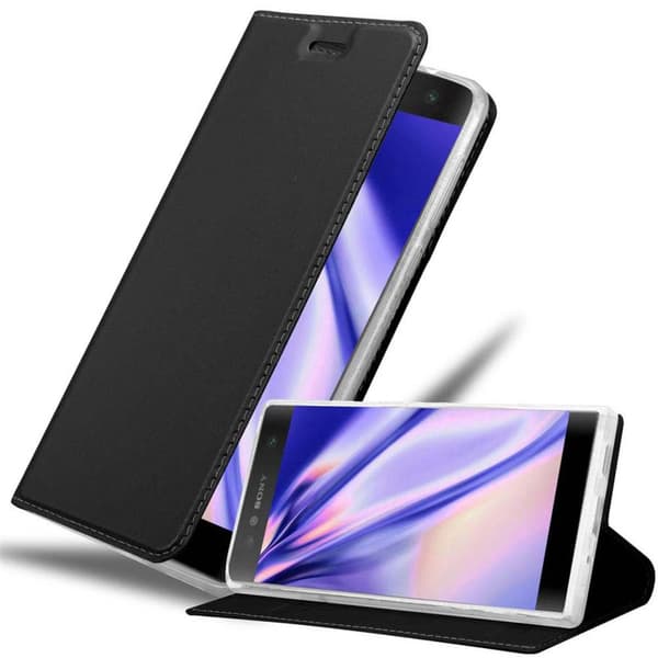 Sony Xperia XA2 Suojakotelo Suojakuori Lompakkokotelo Matkapuhelinkotelo jossa magneettisuljenta, jalusta-toiminto ja korttitasku LUOKKAINEN MUSTA