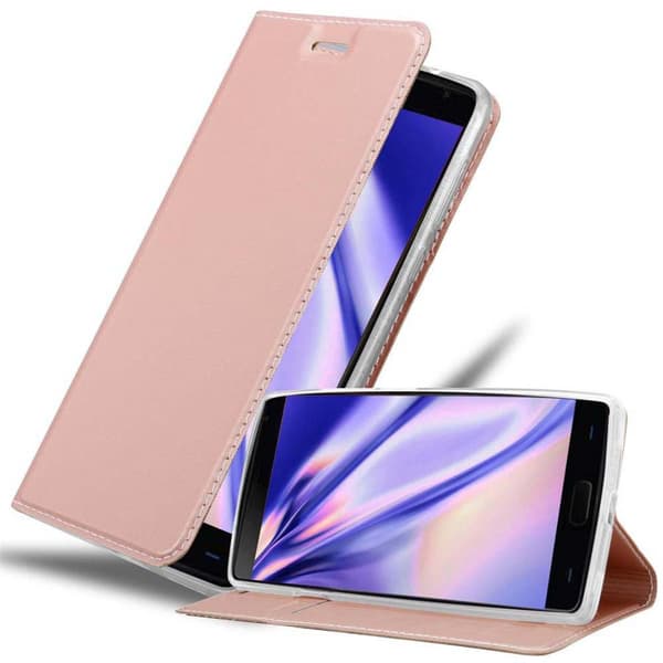 Deksel til OnePlus 2 Lommebokdeksel med magnetisk lukking, stativfunksjon og kortlomme KLASSISK ROSEGULL
