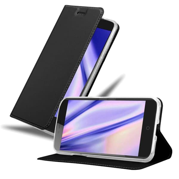 ZTE Blade V7 Suojakotelo Suojakuori Lompakkokotelo Matkapuhelinkotelo jossa magneettisuljenta, jalusta-toiminto ja korttitasku LUOKKAINEN MUSTA