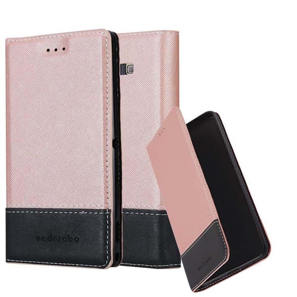 Fordral för Samsung Galaxy A7 2015 Skal med magnetisk stängning, ståfunktion och kortficka Mobilskydd ROSE GULD SVART