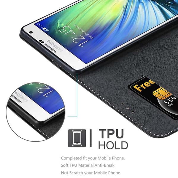 Samsung Galaxy A7 2015 Suojakotelo Suojakuori Lompakkokotelo Matkapuhelinkotelo jossa magneettisuljenta, jalusta-toiminto ja korttitasku