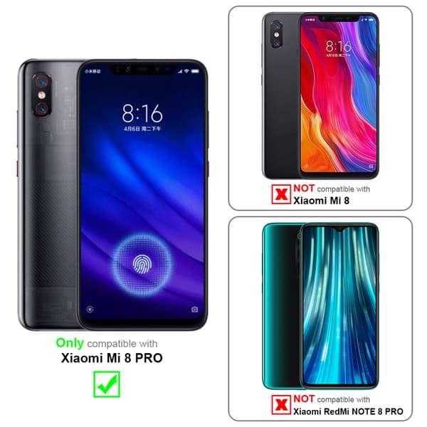 Xiaomi Mi 8 PRO Skal Plånboksfodral med magnetisk stängning, ståfunktion och kortficka