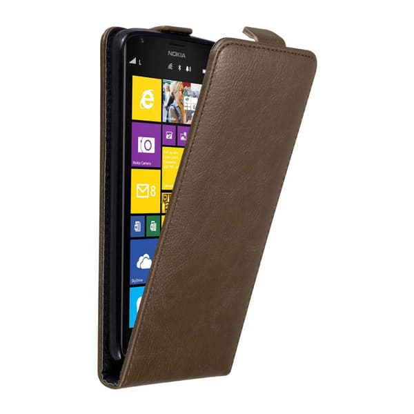 Deksel til Nokia Lumia 1520 Flip Etui med magnetisk lukking KAFFEBRUNN