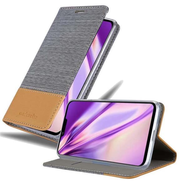 LG G8 ThinQ Suojakotelo Suojakuori Lompakkokotelo Matkapuhelinkotelo jossa magneettisuljenta, jalusta-toiminto ja korttitasku VAALEAN HARMAA RUSKEA