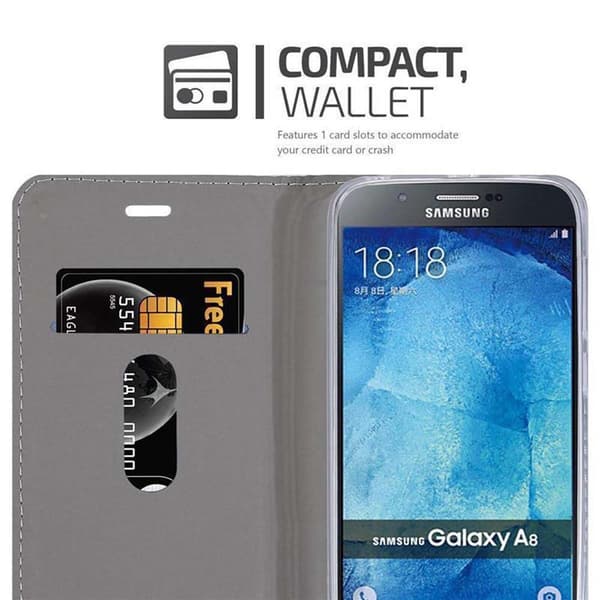 Samsung Galaxy A8 2015 Suojakotelo Suojakuori Lompakkokotelo Matkapuhelinkotelo jossa magneettisuljenta, jalusta-toiminto ja korttitasku