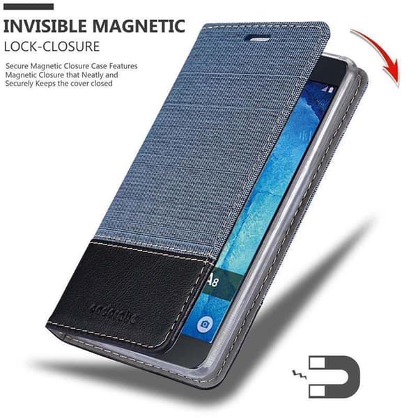 Samsung Galaxy A8 2015 Suojakotelo Suojakuori Lompakkokotelo Matkapuhelinkotelo jossa magneettisuljenta, jalusta-toiminto ja korttitasku