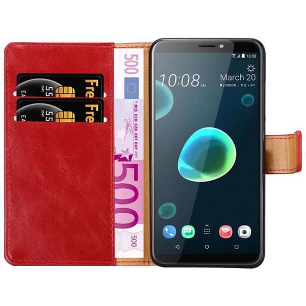 HTC Desire 12 PLUS Suojakotelo Suojakuori Lompakkokotelo Matkapuhelinkotelo jossa magneettisuljenta, jalusta-toiminto ja korttitasku