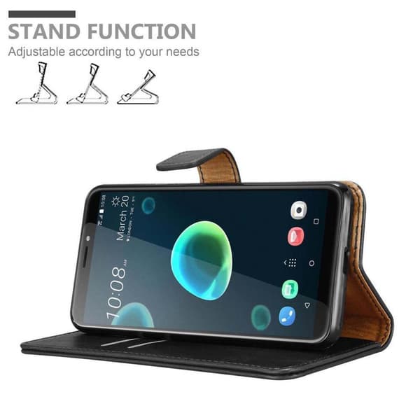 HTC Desire 12 PLUS Suojakotelo Suojakuori Lompakkokotelo Matkapuhelinkotelo jossa magneettisuljenta, jalusta-toiminto ja korttitasku