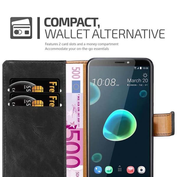 HTC Desire 12 PLUS Suojakotelo Suojakuori Lompakkokotelo Matkapuhelinkotelo jossa magneettisuljenta, jalusta-toiminto ja korttitasku