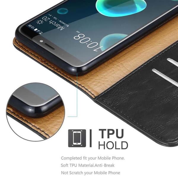 HTC Desire 12 PLUS Suojakotelo Suojakuori Lompakkokotelo Matkapuhelinkotelo jossa magneettisuljenta, jalusta-toiminto ja korttitasku