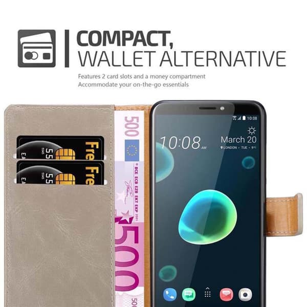 HTC Desire 12 PLUS Suojakotelo Suojakuori Lompakkokotelo Matkapuhelinkotelo jossa magneettisuljenta, jalusta-toiminto ja korttitasku