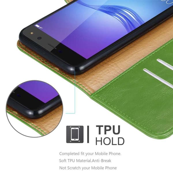 Huawei Y5 2017 / Y6 2017 Suojakotelo Suojakuori Lompakkokotelo Matkapuhelinkotelo jossa magneettisuljenta, jalusta-toiminto ja korttitasku