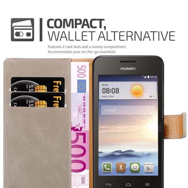 Huawei Y3 / Y3C / Y330 / Y331 / Y360 Suojakotelo Suojakuori Lompakkokotelo Matkapuhelinkotelo jossa magneettisuljenta, jalusta-toiminto ja korttitasku