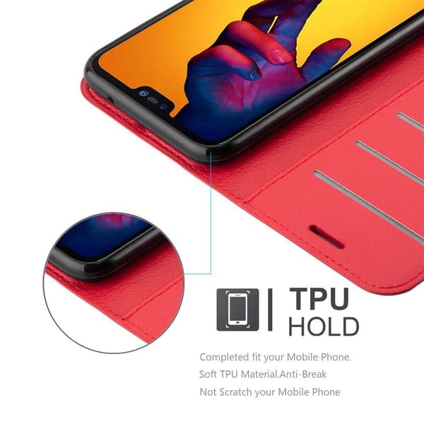 Huawei P20 LITE 2018 / NOVA 3E Suojakotelo Lompakkokotelo Matkapuhelinkotelo Suojakuori jossa magneettisuljenta, jalusta-toiminto ja korttitasku