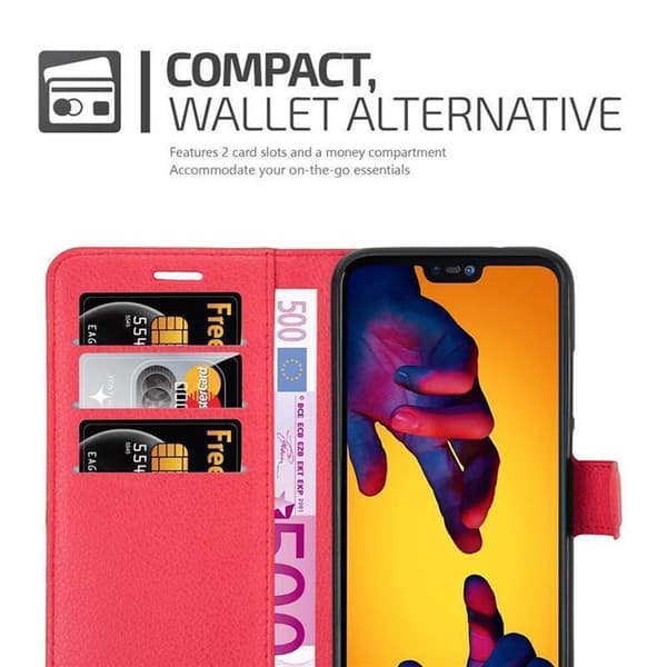 Huawei P20 LITE 2018 / NOVA 3E Suojakotelo Lompakkokotelo Matkapuhelinkotelo Suojakuori jossa magneettisuljenta, jalusta-toiminto ja korttitasku