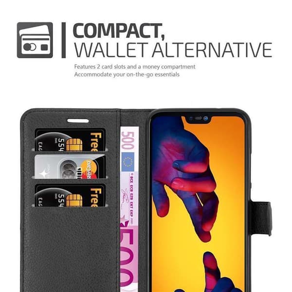 Huawei P20 LITE 2018 / NOVA 3E Suojakotelo Lompakkokotelo Matkapuhelinkotelo Suojakuori jossa magneettisuljenta, jalusta-toiminto ja korttitasku