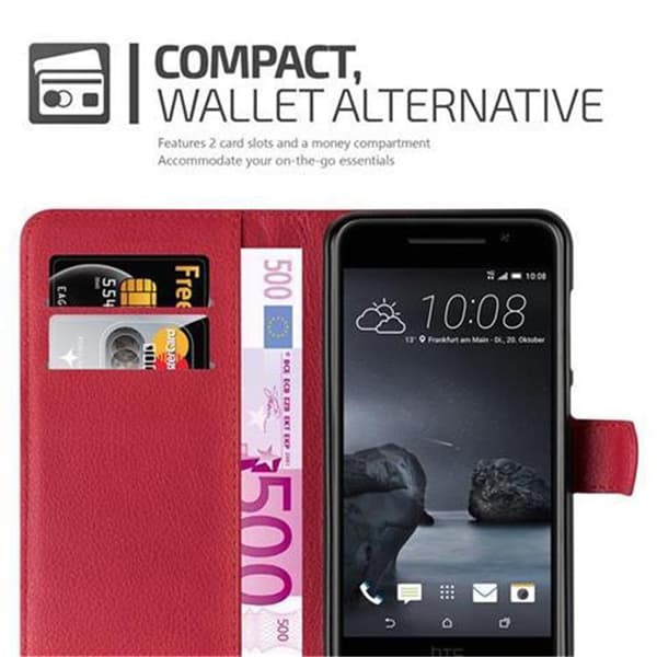 HTC ONE A9 Suojakotelo Lompakkokotelo Matkapuhelinkotelo Suojakuori jossa magneettisuljenta, jalusta-toiminto ja korttitasku