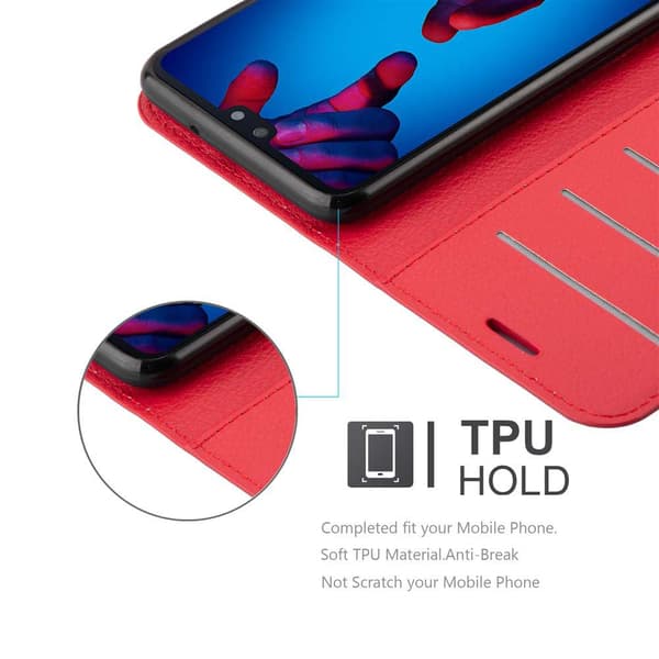 Huawei P20 Suojakotelo Lompakkokotelo Matkapuhelinkotelo Suojakuori jossa magneettisuljenta, jalusta-toiminto ja korttitasku