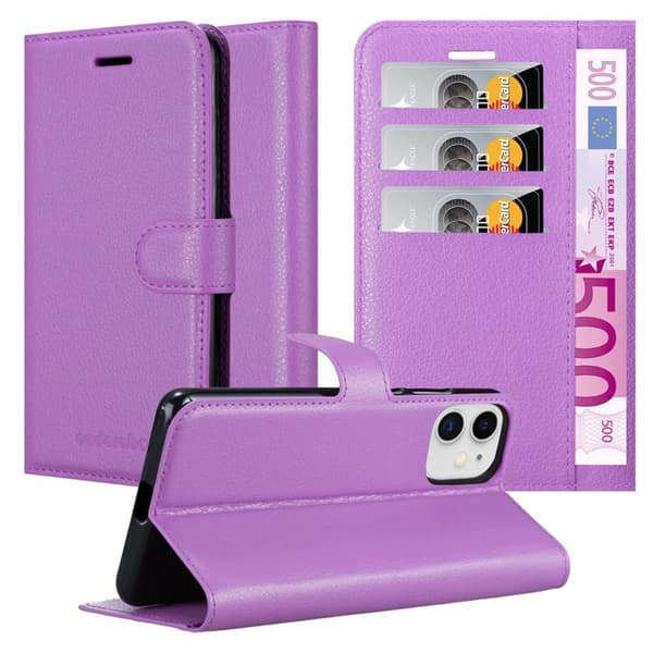 iPhone 12 MINI Plånboksfodral Fodral Skal Case med magnetisk stängning, ståfunktion och kortplats MANGAN LILA
