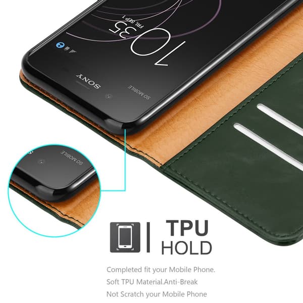 Deksel til Sony Xperia XZ1 Lommebokdeksel med magnetisk lukking, stativfunksjon og kortlomme
