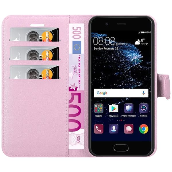 Huawei P10 Suojakotelo Lompakkokotelo Matkapuhelinkotelo Suojakuori jossa magneettisuljenta, jalusta-toiminto ja korttitasku