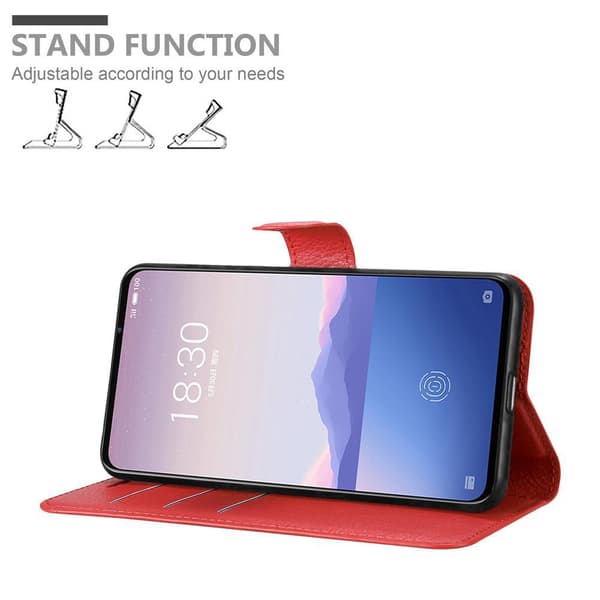 Deksel til MEIZU 16Xs Lommebokdeksel med magnetisk lukking, stativfunksjon og kortlomme