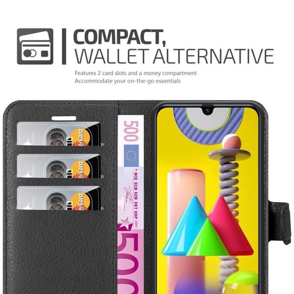 Samsung Galaxy M31 Suojakotelo Lompakkokotelo Matkapuhelinkotelo Suojakuori jossa magneettisuljenta, jalusta-toiminto ja korttitasku