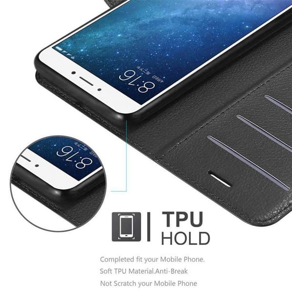 Deksel til Xiaomi Mi MAX 2 Lommebokdeksel med magnetisk lukking, stativfunksjon og kortlomme
