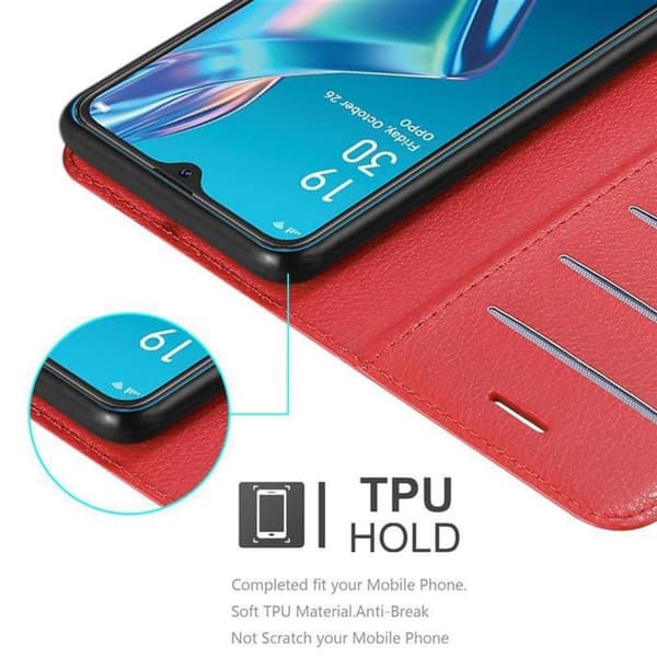 Deksel til Oppo A12 Lommebokdeksel med magnetisk lukking, stativfunksjon og kortlomme