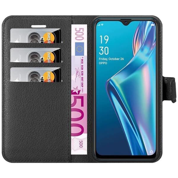 Deksel til Oppo A12 Lommebokdeksel med magnetisk lukking, stativfunksjon og kortlomme