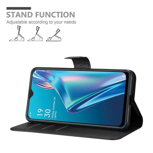 Deksel til Oppo A12 Lommebokdeksel med magnetisk lukking, stativfunksjon og kortlomme