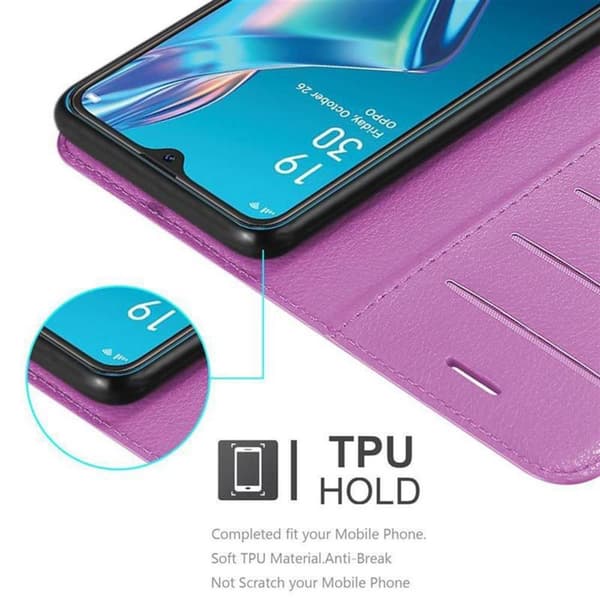 Deksel til Oppo A12 Lommebokdeksel med magnetisk lukking, stativfunksjon og kortlomme