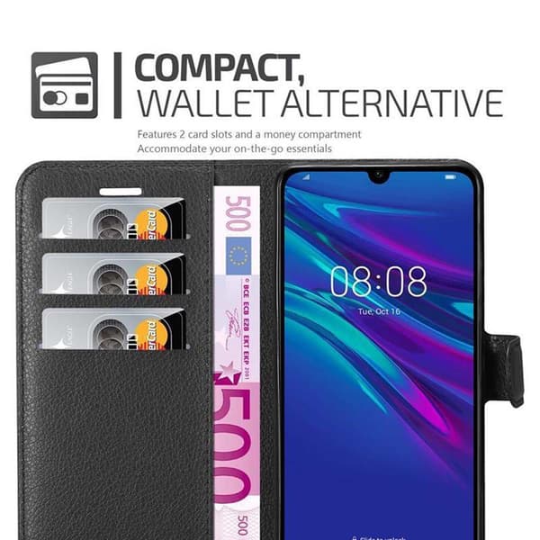 Huawei Y6 2019 Suojakotelo Lompakkokotelo Matkapuhelinkotelo Suojakuori jossa magneettisuljenta, jalusta-toiminto ja korttitasku