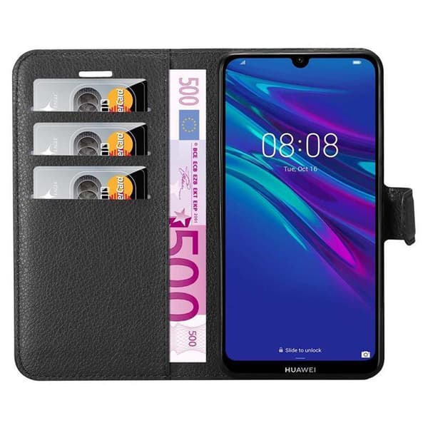 Deksel til Huawei Y6 2019 Lommebokdeksel med magnetisk lukking, stativfunksjon og kortlomme