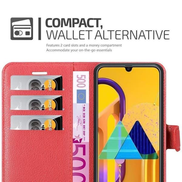 Deksel til Samsung Galaxy M21 / M30s Lommebokdeksel med magnetisk lukking, stativfunksjon og kortlomme