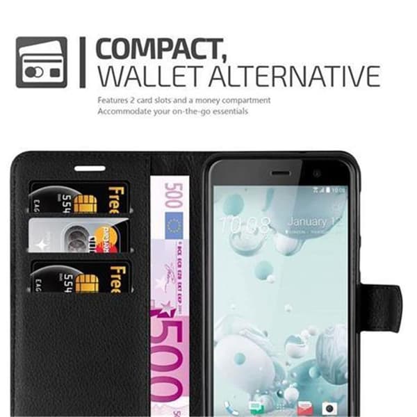 Deksel til HTC U PLAY Lommebokdeksel med magnetisk lukking, stativfunksjon og kortlomme