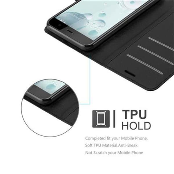 Deksel til HTC U PLAY Lommebokdeksel med magnetisk lukking, stativfunksjon og kortlomme