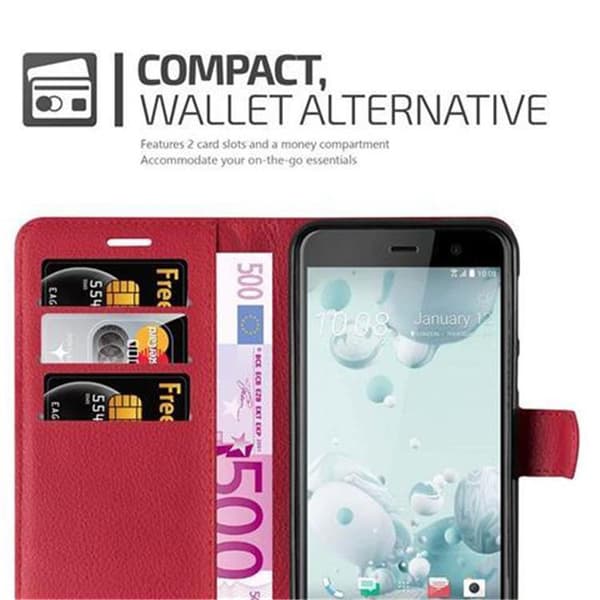 Deksel til HTC U PLAY Lommebokdeksel med magnetisk lukking, stativfunksjon og kortlomme