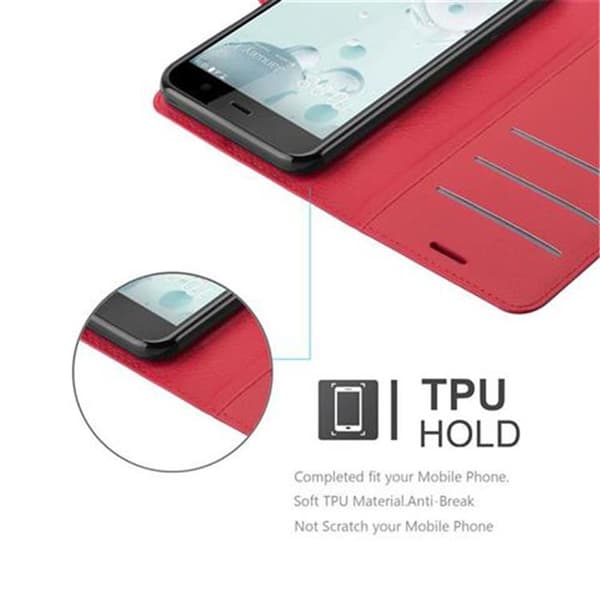 Deksel til HTC U PLAY Lommebokdeksel med magnetisk lukking, stativfunksjon og kortlomme