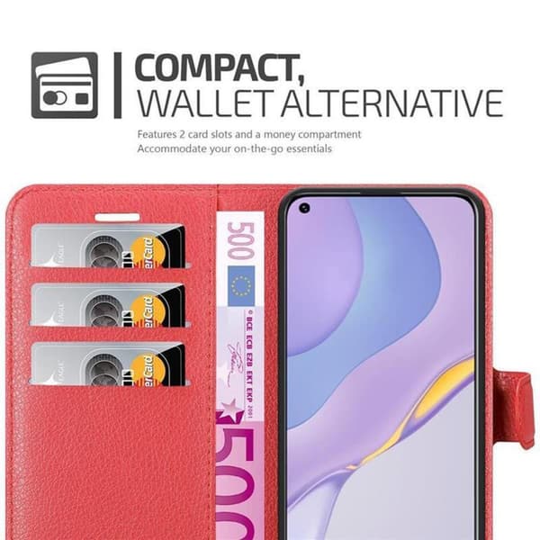 Huawei NOVA 7 5G Suojakotelo Lompakkokotelo Matkapuhelinkotelo Suojakuori jossa magneettisuljenta, jalusta-toiminto ja korttitasku